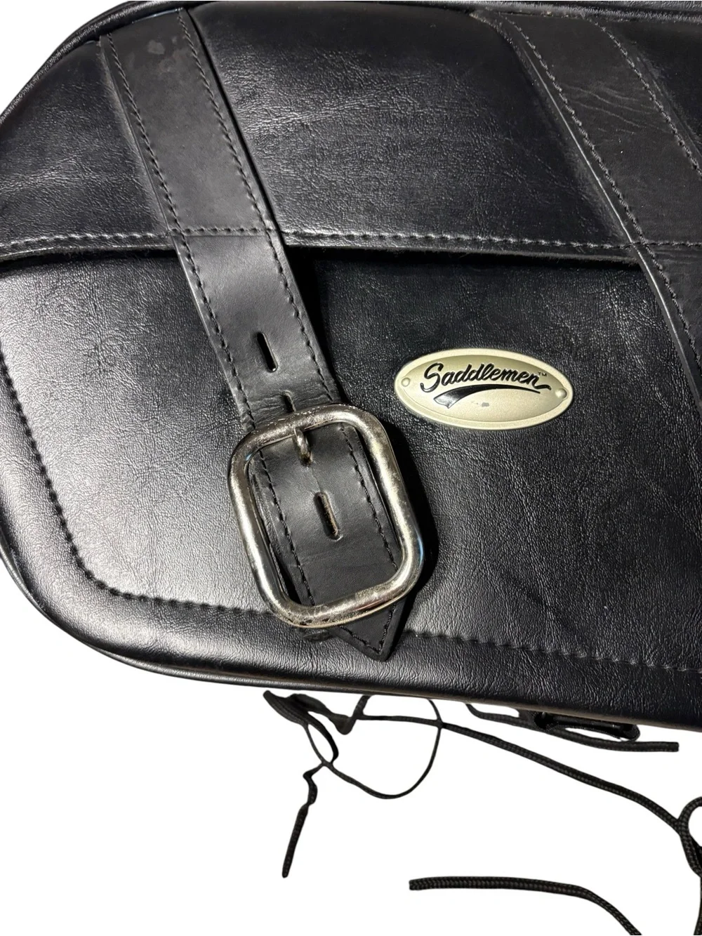 Saddlemen Large Drifter Slant Plain Black Leather Motorcycle Saddlebags